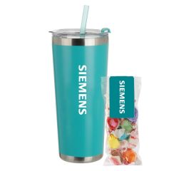 20 Oz Tumbler W/ Straw Snack Pack With Salt Water Taffy
