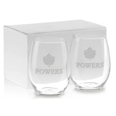 21 Oz Etched Stemless Wine Glass Gift Set