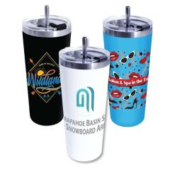 22 Oz Memphis Tumbler With Flip Top Lid & Stainless Steel Str