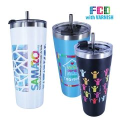 22 Oz Memphis Tumbler With Flip Top/Stainless Steel Straw L