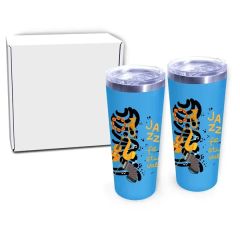 22 Oz Memphis Tumbler With Slide Lid - Gift Set, Full Color