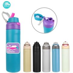 24 Oz Double-Wall Stainless Steel Bottle With 2-In-1 Lid
