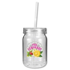 24 Oz Plastic Mason Jar, Full Color Digital