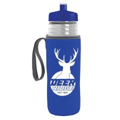 24 Oz Sports Bottle & Caddy - Push-Pull Lid