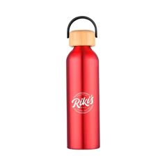 24 Oz 100 Percent Recycled Aluminium Bottle With Bamboo Lid