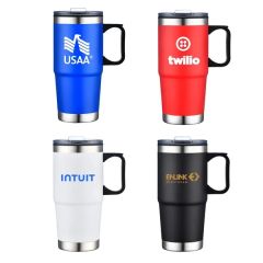 24 Oz Double Wall SS / PP Mug With Clear Closure Lid and Hand