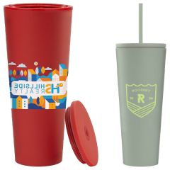 24 Oz Soft Touch Double Wall Recycled Plastic Tumbler
