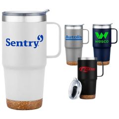 24 Oz SS Travel Mug With Cork Base and Handle
