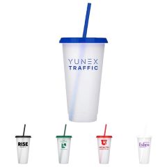 24 Oz Travel Reusable Coffee Cup W/ Splash-Proof Lid