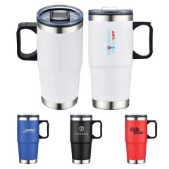24 Oztravel Stainless Insulated Coffee Mug W/ Lid & Handle