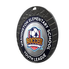 2 1/2 Inch Express Vibraprint Spray Black Insert Medal Lion