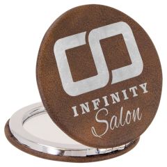 2 1/2 Inch Laserable Leatherette Compact Mirror