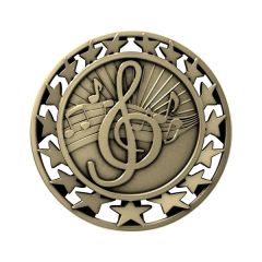 2 1/2 Inch Music Star Medal
