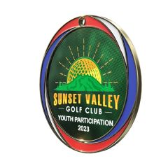 2 1/2 Inch Vibraprint Red, White & Blue Insert Medal