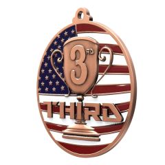 2 3/4 Inch 3rd Place Patriotic Medal