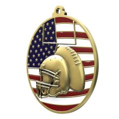 2 3/4 Inch Football Patriotic Medal