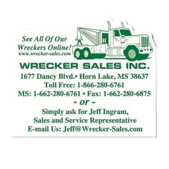 2.5 Inch X3 Inch  Tow Truck Wrecker Stock Shape Vinyl Magnet - 30mil