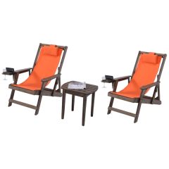 2 Canvas Sling Chairs W/Beverage Holder & 1 End Table