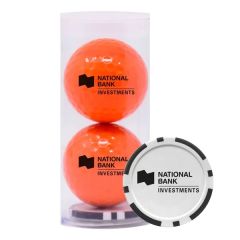 2 Golf Balls & Poker Chip In Tube