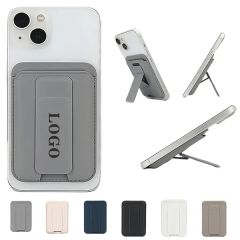2 In 1 Slim Magnetic Leather Card Holder & Phone Stand