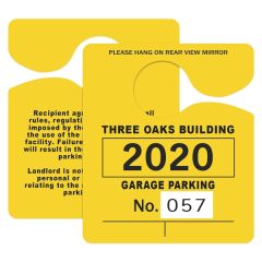 Plastic 23 Pt. Numbered Hanging Parking Permit 3 Inch X 3 1/2 Inch