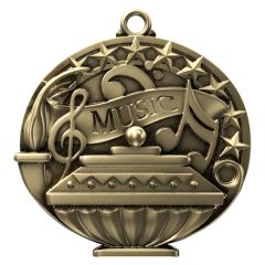 2 Inch Academic Performance Medal Music In Gold