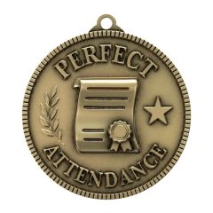 2 Inch Antique Gold Perfect Attendance Classic Legacy Medallion