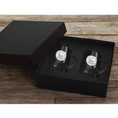 2-Piece Glass Coffee Mug Set With Medallion