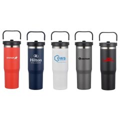 30 Oz Double Wall SS / PP Mug With Handle and Flip Straw