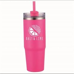 30 Oz Double Wall Tumbler With Handle And Straw