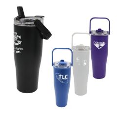 30 Oz Recycled Tumbler With Handle Lid, Laser, Premium