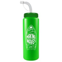 32 Oz Sports Bottle W/ Straw Cap Colors