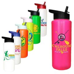32 Oz Sports Bottle With Straw Cap Lid, Full Color Digital