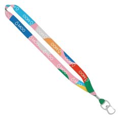 3/4 Inch Dye-Sublimated Lanyard With Silver Tone Metal Crimp & S