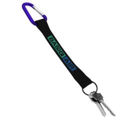 3/4 Inch Sewn Polyester Keychain W/Metal Split Ring & Carabiner