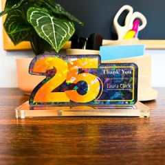 3/8 Inch Custom Acrylic Cracked Ice Holographic Award With Base