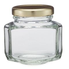 3.7 Oz Clear Glass Oval Hexagon Jars Gold Lug Cap