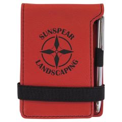 3 1/4 Inch X 4 3/4 Inch Laserable Leatherette Mini Notepad With Pen