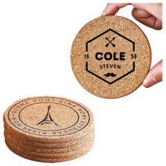 3.54 Inch Diam Non-Slip and Heat-Resistant Cork Coaste