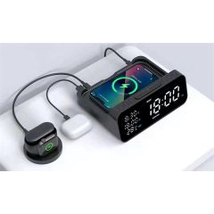 3 In 1 Fast Charging Station With Digital Alarm Clock