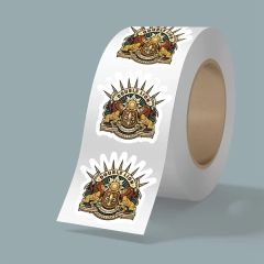 3 Inch X 3 Inch Bopp Stickers On Roll - 3.5 MIL