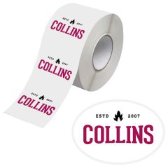 3 Inch X 2 Inch Bopp Stickers On Roll - 3.5 MIL