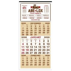 3-Month Display 12-Sheet Calendar