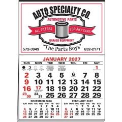 3-Months-In-View Half Apron Calendar - 2-Color Imprint