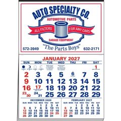3-Months-In-View Half Apron Calendar - 2-Color Imprint