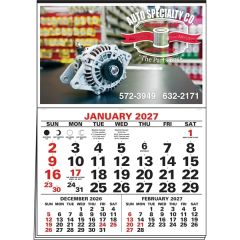3-Months-In-View Half Apron Calendar - 4-Color Imprint