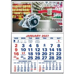 3-Months-In-View Half Apron Calendar - 4-Color Imprint