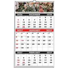 3-Months-In-View Mini Multi-Sheets Calendar - Wire O Bound