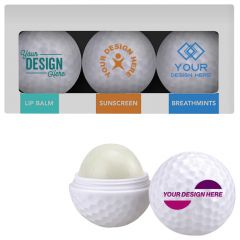 3 Pack Golf Ball Lip Moisturizer, Mints & Sunscreen