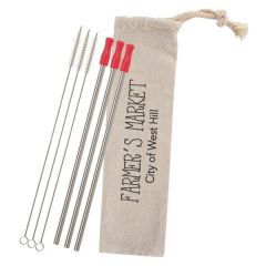 3-Pack Stainless Straw Kit With Cotton Pouch